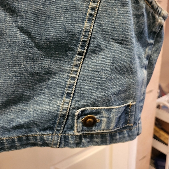 Vintage Studio Wear Jean Button Vest with Zebra Collar Cropped 100% Cotton  SzXL - Picture 6 of 6